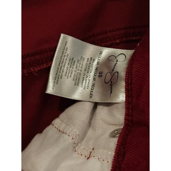 Women's Jessica Simpson Dark Red Forever Skinny Low Rise Corduroy Pants Size 30 - Picture 10 of 14